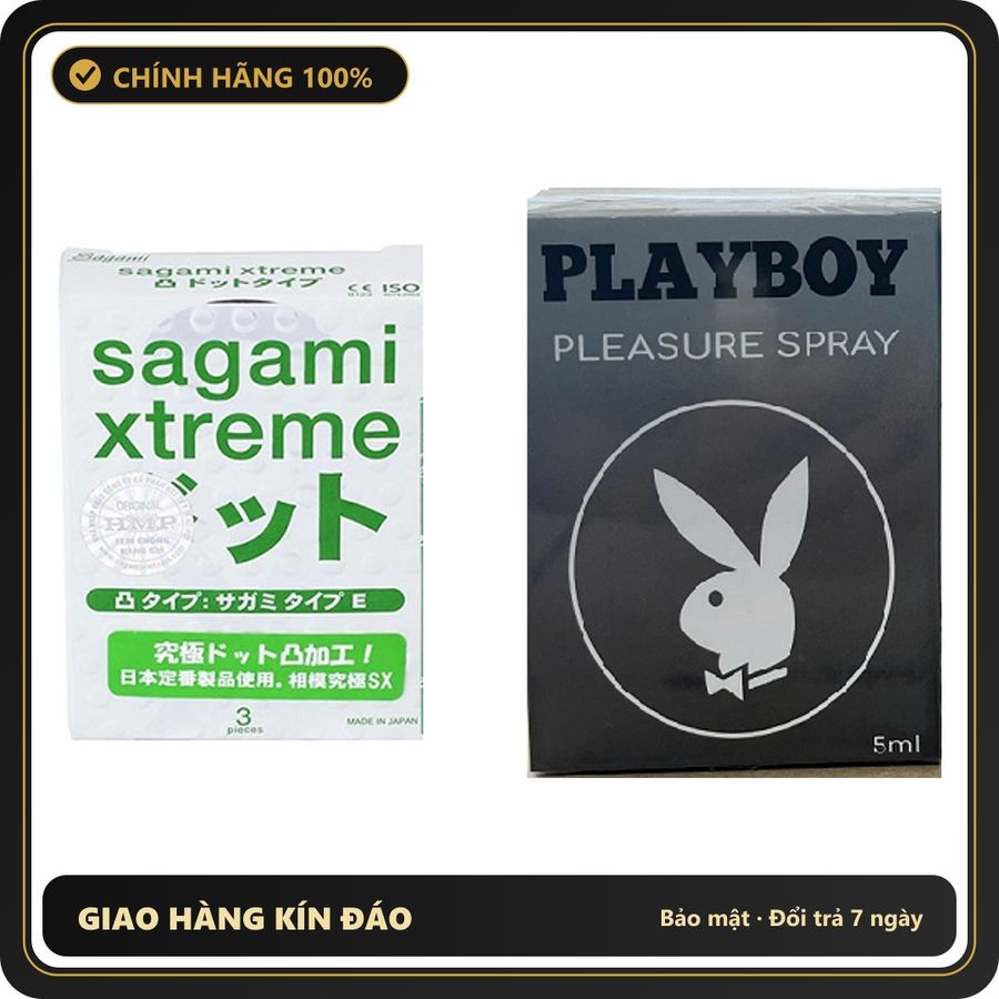 (Che Tên) Bao Cao Su Sagami Kèm Xịt Play Boy Kéo Dài Thời Gian Cho Nam Giao Nhanh Toàn Quốc