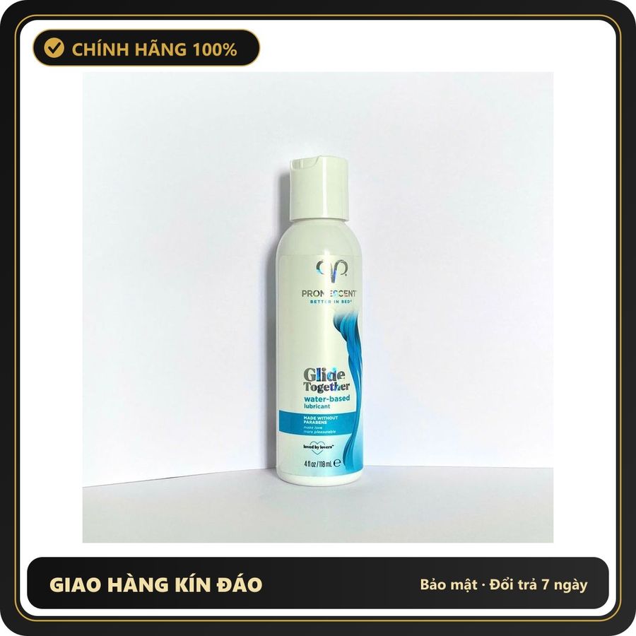 (Che Tên) Gel Gốc Nước Cao Cấp Promescent Glide Together Water Based 118ml Hộp Trắng Kín