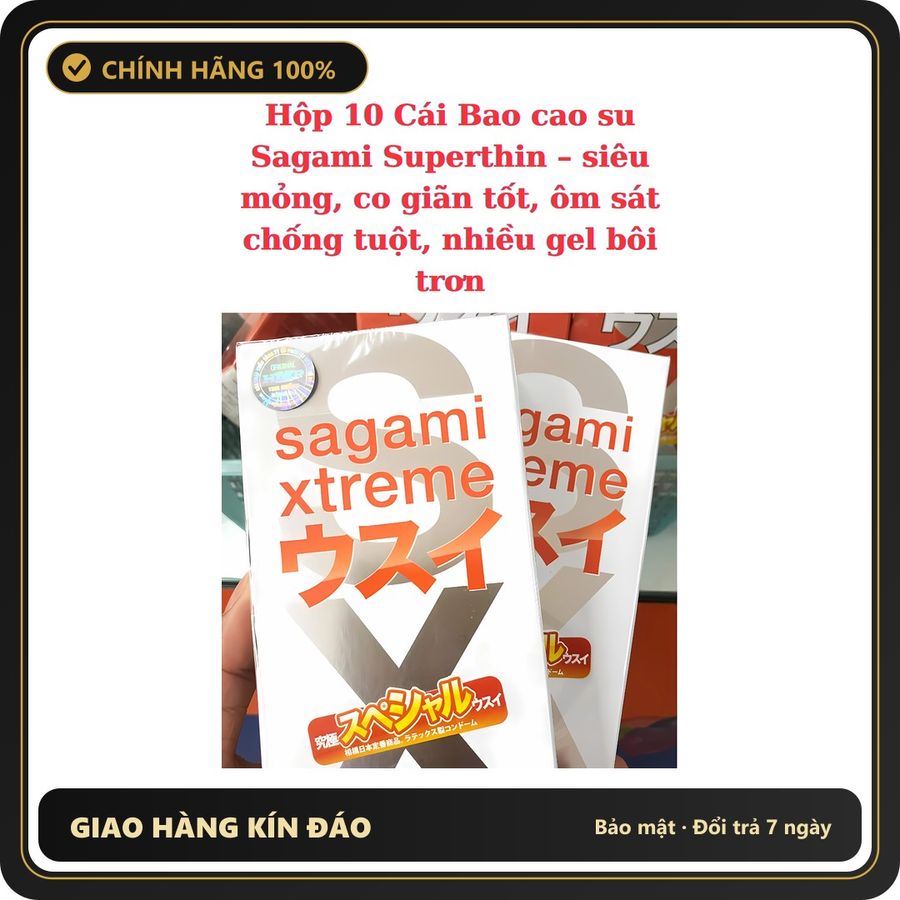 (Che Tên) Bao cao su Sagami Xtreme Super Thin Chuẩn Auth - có hương thơm, ôm sát cảm giác thật, chất liệu latex an toàn