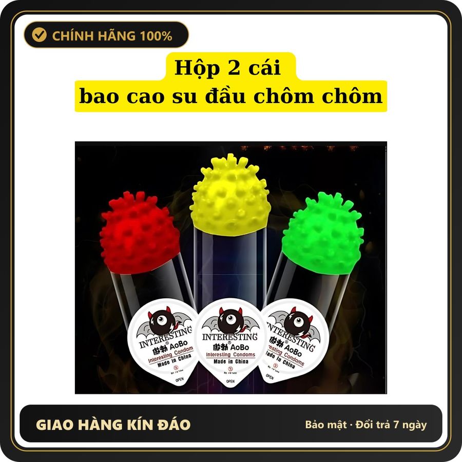 (Che Tên) Hộp 2 Cái Bao cao su gân gai bi râu chôm chôm, tăng kích thích, kéo dài thời gian Chuẩn Auth