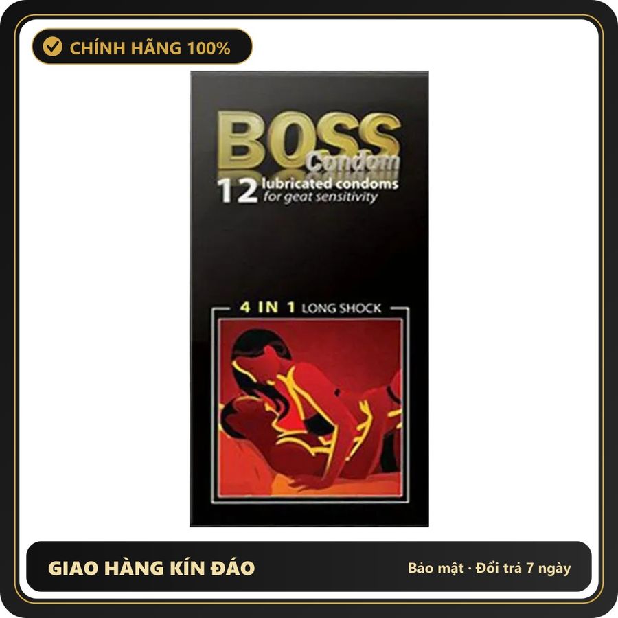 (Che Tên) Bao cao su Boss 4 in 1 Long Shock có gai gân Bảo Mật Tuyệt Đối