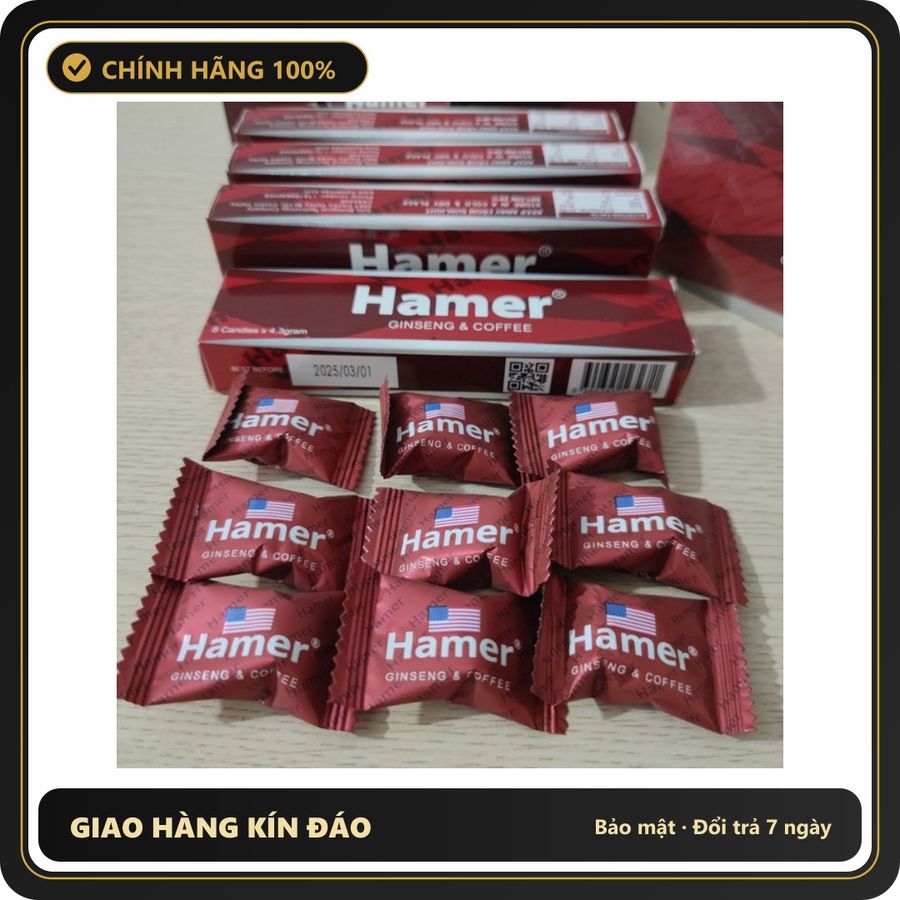 (Che Tên) Kẹo Sâm Hamer Ginseng & Coffee dành cho nam giới Hỗ Trợ 24/7