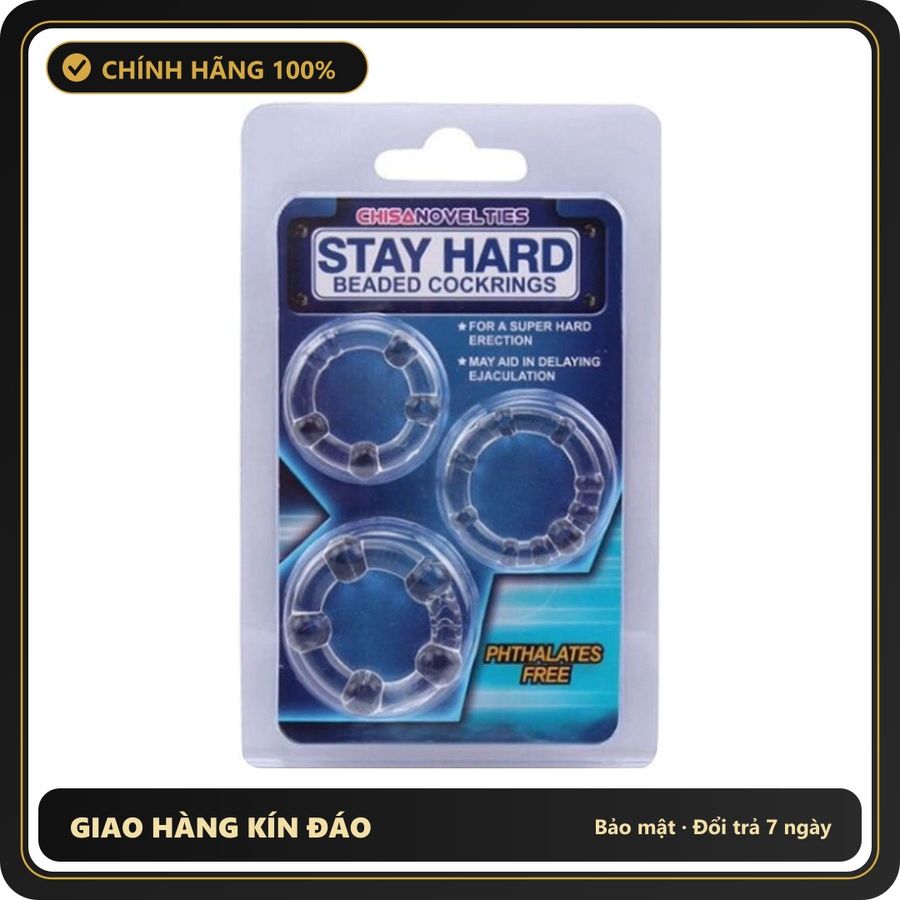 (Che Tên) Bộ 3 vòng đeo Stay Hard hỗ trợ kéo dài thời gian cho nam Hộp Trắng Kín
