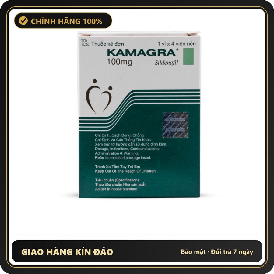 (Che Tên) Kama.gra 100mg Chính Hãng – Giải Pháp Tăng Cường Sinh Lý Nam Giới, Tráng Dương, Kéo Dài Thời Gian Quan Hệ Hỗ Trợ 24/7