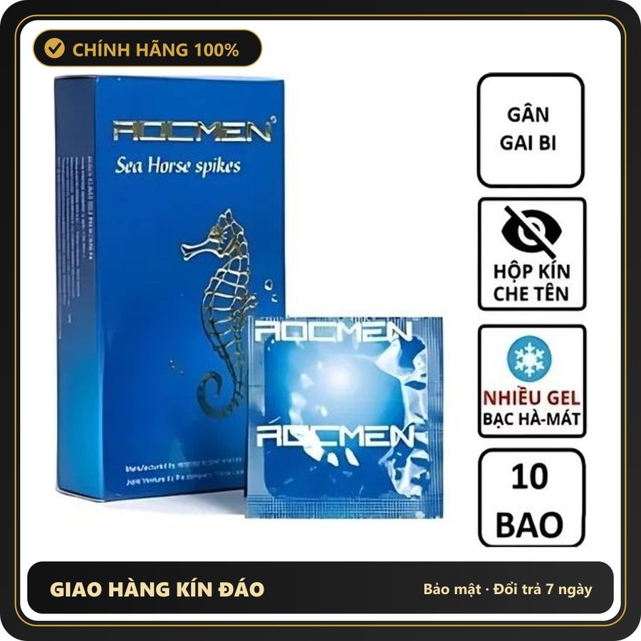 (Che Tên) Bao Cao Su Rocmen Sea Horse – Combo 20 Cái Gân Gai Lớn, Nâng Tầm Khoái Cảm Cặp Đôi Giao Nhanh Toàn Quốc