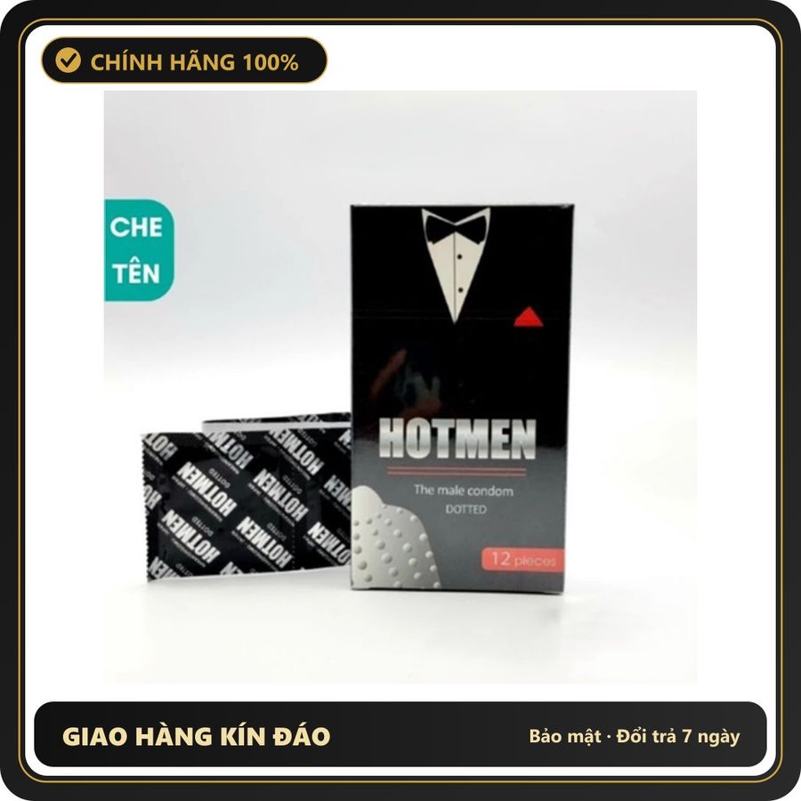 (Che Tên) Bao Cao Su Hotmen Nhật Bản Hộp 12 Chiếc - Gai Mịn Kích Thích, Size 49mm Ôm Sát Chống Tuột Bảo Mật Tuyệt Đối