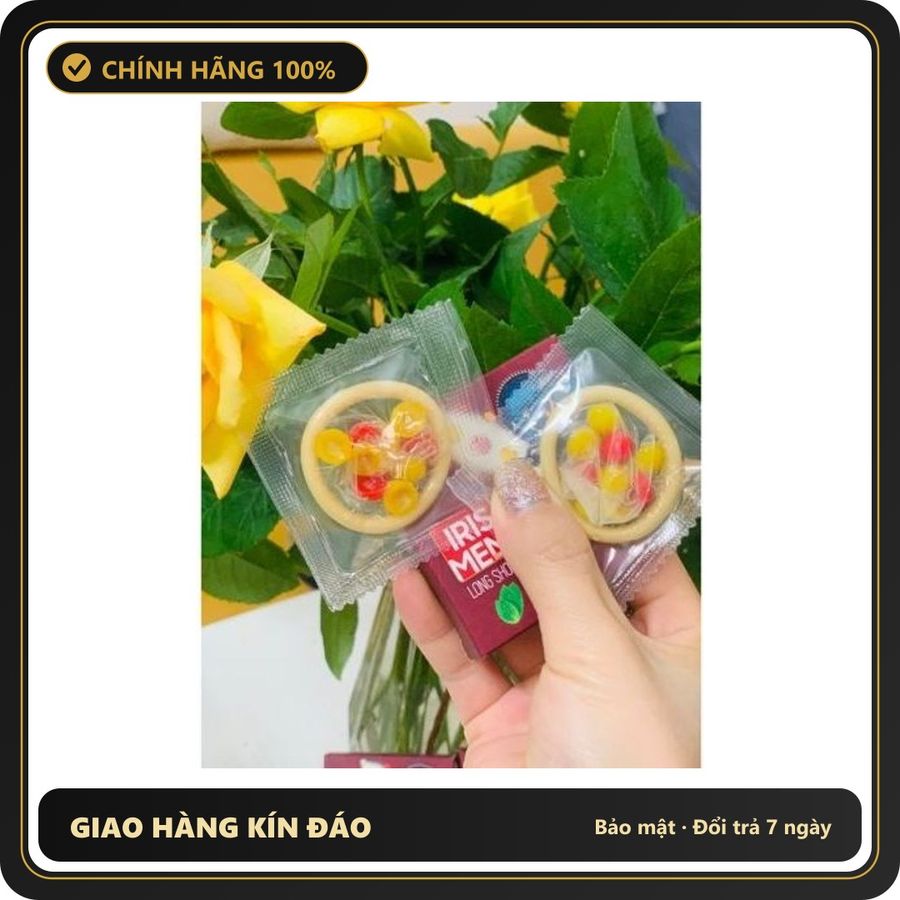 (Che Tên) Hộp 2 Cái Bao Cao Su 9 Bi Iris Men Long Shock – 9 Bi To Khủng 8.5mm Tăng Kích Thước, Kéo Dài Thời Gian Tột Đỉnh, Phê Đến Tận Cùng Giao Nhanh Toàn Quốc