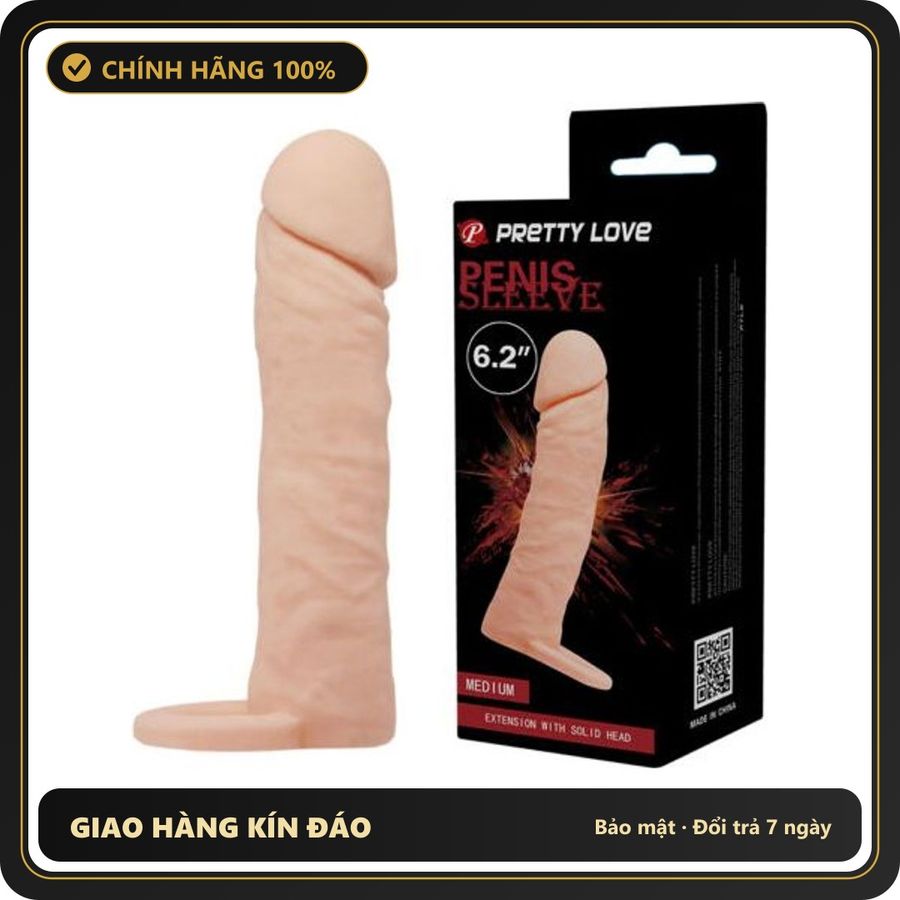 (Che Tên) Bao Cao Su Đôn Dên Pretty Love Penis Sleeve 6.2 Inch – Silicon Cao Cấp Siêu Mềm, Tăng Kích Thước & Kéo Dài Thời Gian (Hộp 1 Cái) Hỗ Trợ 24/7