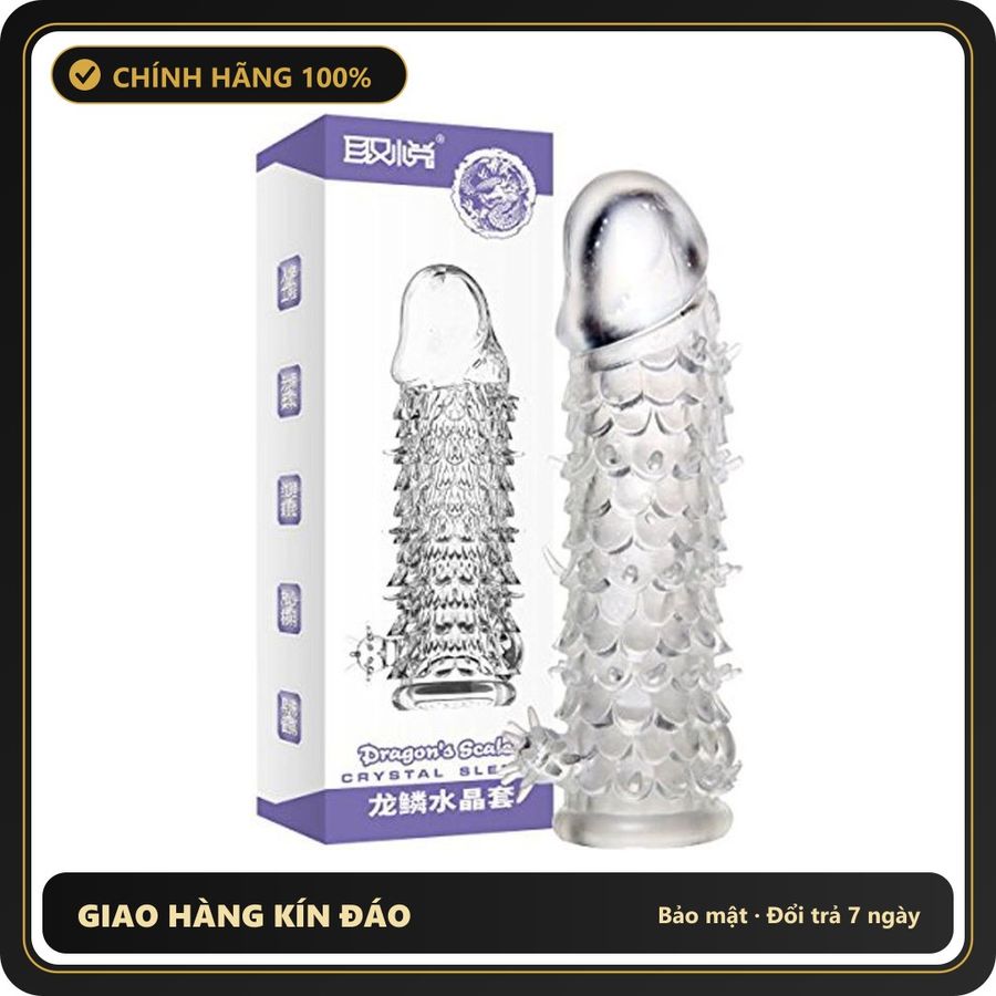 (Che Tên) Bao Cao Su Đôn Dên Vảy Cá Dragon's Scale – Tăng Kích Thước 3cm, Thiết Kế Vảy Gai Massage & Kéo Dài Thời Gian (Hộp 1 Cái) Hỗ Trợ 24/7