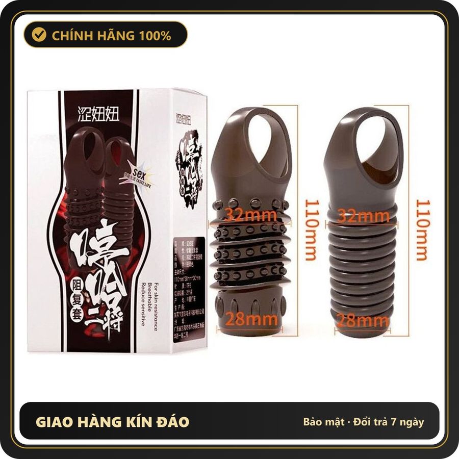 (Che Tên) Hộp 2 Bao Cao Su Đôn Dên Hở Đầu Có Quai Đeo – Silicon, Đôn Khúc Giữa & Chống Tuột Hiệu Quả Cao Cấp Bảo Đảm