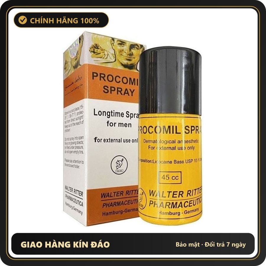 (Che Tên) Xịt Procomil Spray 45ml – Giải Pháp Kéo Dài Thời Gian Quan Hệ Chuẩn Đức (Mua 1 chai dùng cả năm) Bảo Mật Tuyệt Đối