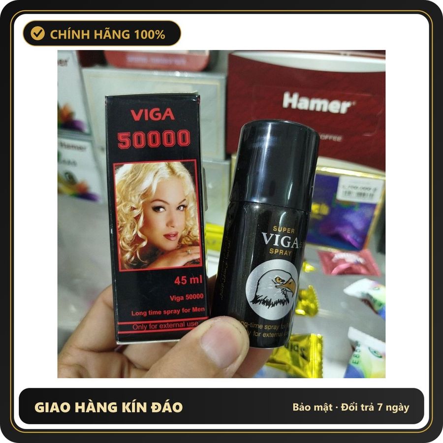 (Che Tên) Xịt Chính Hãng Viga 50000 – Xịt Kéo Dài Thời Gian Quan Hệ Chính Hãng Đức Loại 1 Hộp Trắng Kín