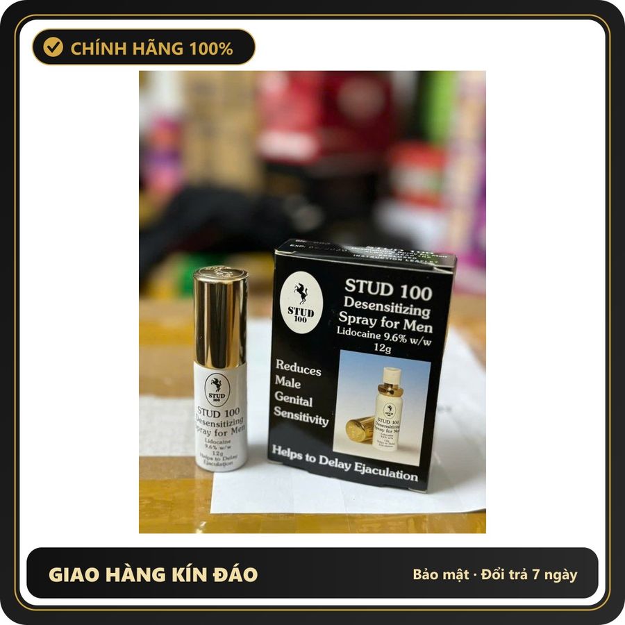 (Che Tên) Xịt Stud 100 Nắp Vàng – Chìa Khóa Mở Ra Sự Tự Tin Tuyệt Đối Cho Nam Giới Hộp Trắng Kín