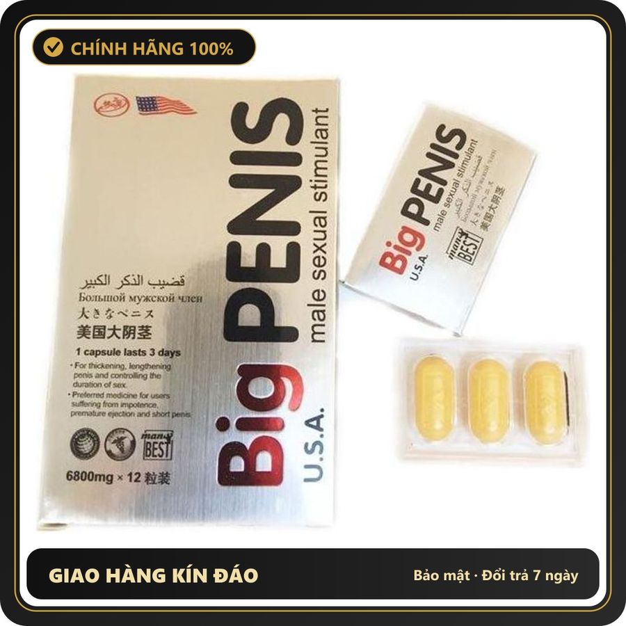 (Che Tên) Viên uống hỗ trợ sinh lý nam giới khẩn cấp Big Penis USA Bảo Mật Tuyệt Đối