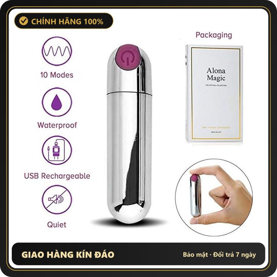 (Che Tên) Máy massage mini hình viên đạn-rung 10 chế độ Chuẩn Auth