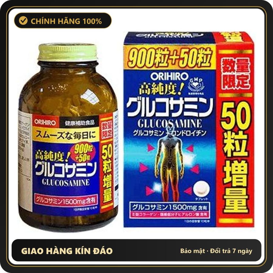 (Che Tên) Viên uống Glucosamine orihiro 900v và 950v Nhật Bản - Glucosamin 900 viên Chuẩn Auth