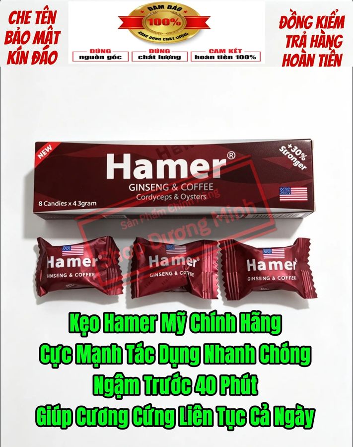( Hàng Chính Hãng) Sale Combo 3 Viên Kẹo Hamer Mỹ, Cực Mạnh, Tác Dụng Nhanh Chóng, Bao Phê 