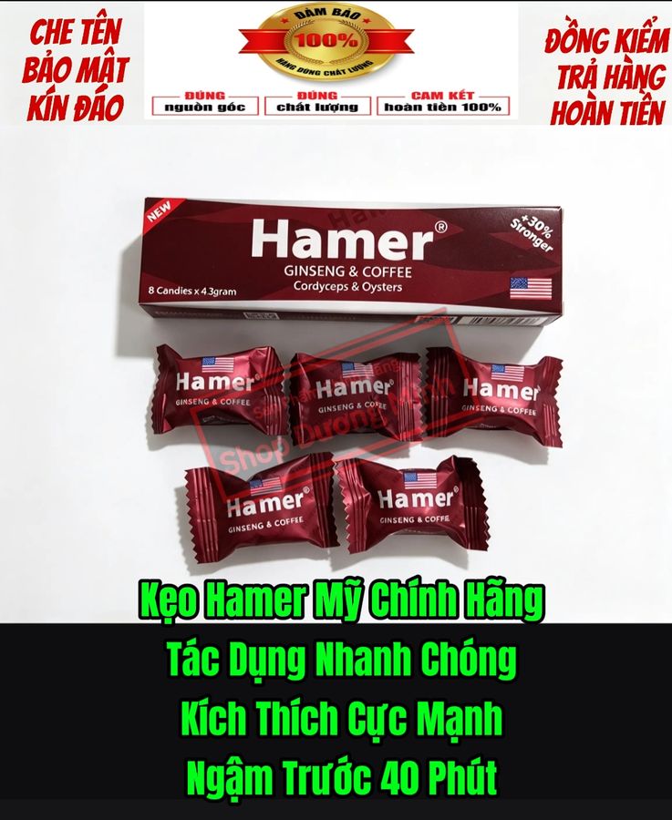 Combo 5 viên Kẹo hamer mỹ chính hãng cực mạnh, ko tác dụng hoàn tiền 100%