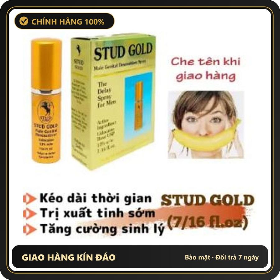 (Che Tên) Xịt Stud Gold XỊT KHOÁNG NAM Bảo Mật Tuyệt Đối - thấm nhanh không nhờn rít, dùng trước khi quan hệ, nhỏ gọn dễ mang theo