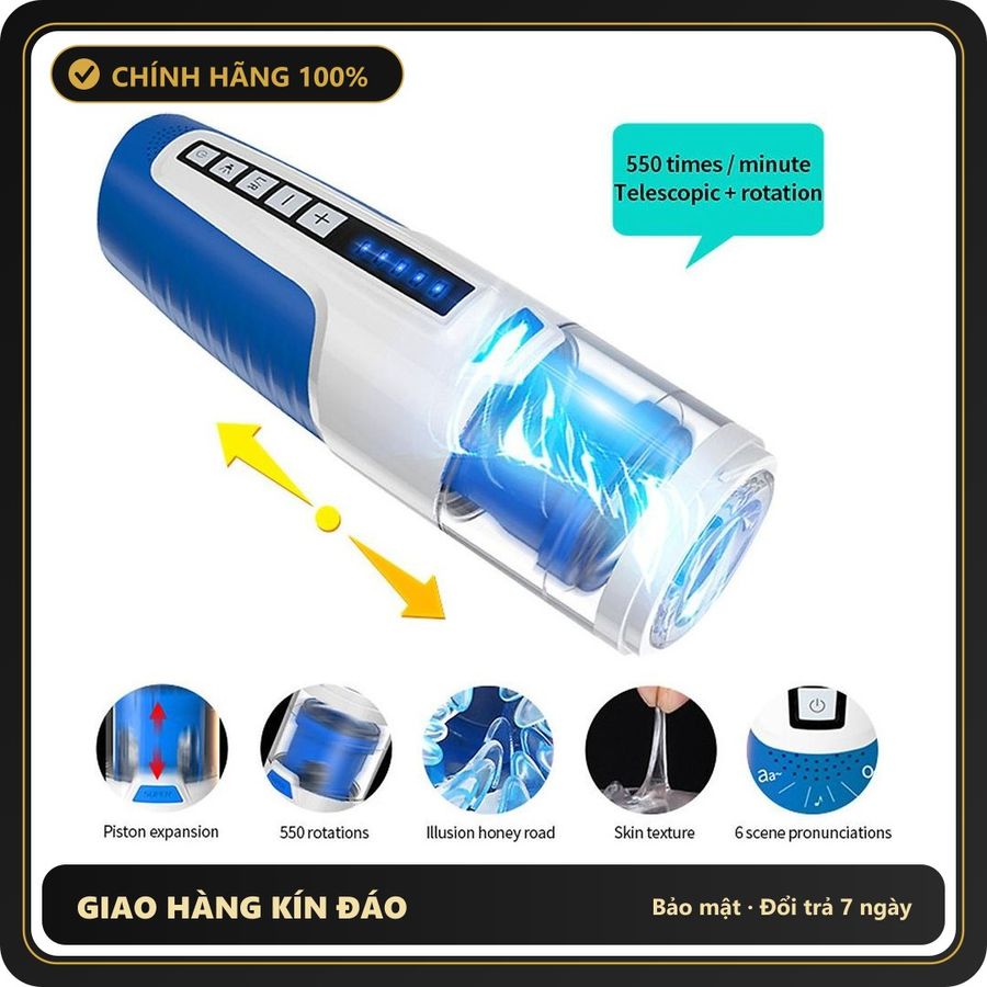 (Che Tên) [Tặng tuýp gel 100ml] Âm đạo giả siêu cao cấp Leten Starwar rung rên thụt xoay tự động [đổi tên khi giao] Cao Cấp Bảo Đảm