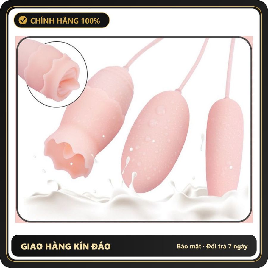 (Che Tên) Trứng rung tình yêu cao cấp 3 đầu ABS sạc điện lưỡi liếm hoa hồng [đổi tên khi giao] Chuẩn Auth