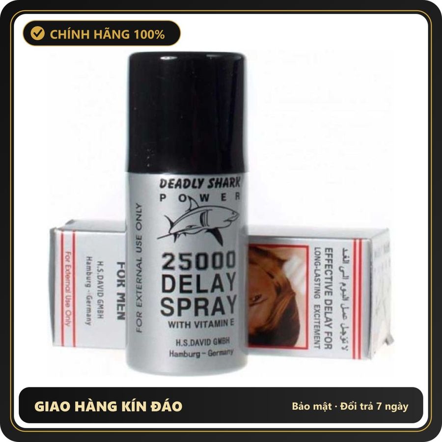 (Che Tên) Xịt kéo dài thời gian cho nam Power Deadly Shark 25000 45ml Đức cao cấp [che tên khi giao] - Hàng Mới Về