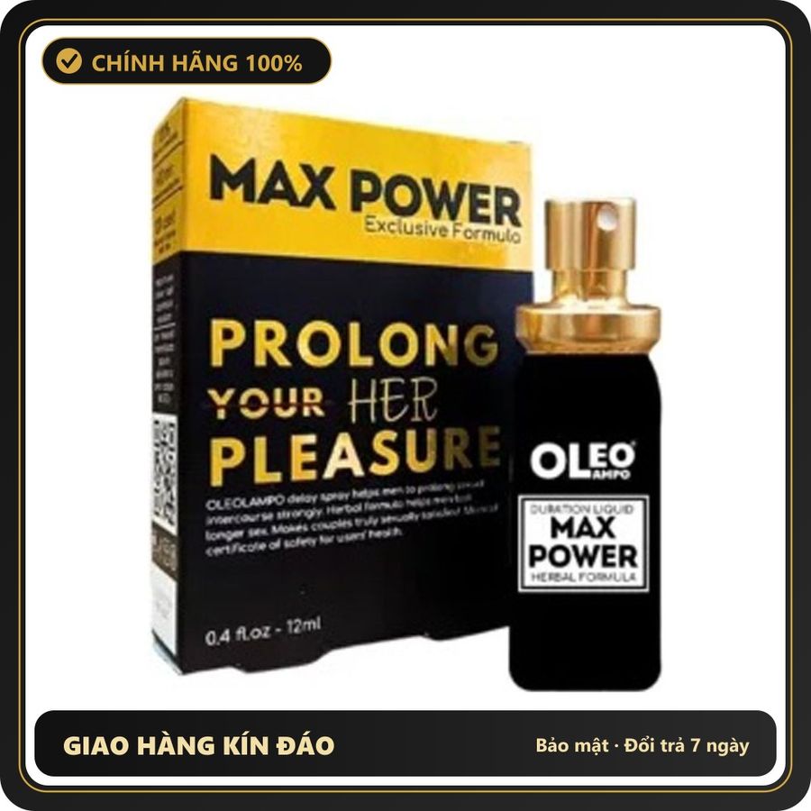 (Che Tên) Xịt kéo dài thời gian Oleo Max Power Prolong Pleasure 12ml cao cấp cho nam [che tên khi giao] Hỗ Trợ 24/7