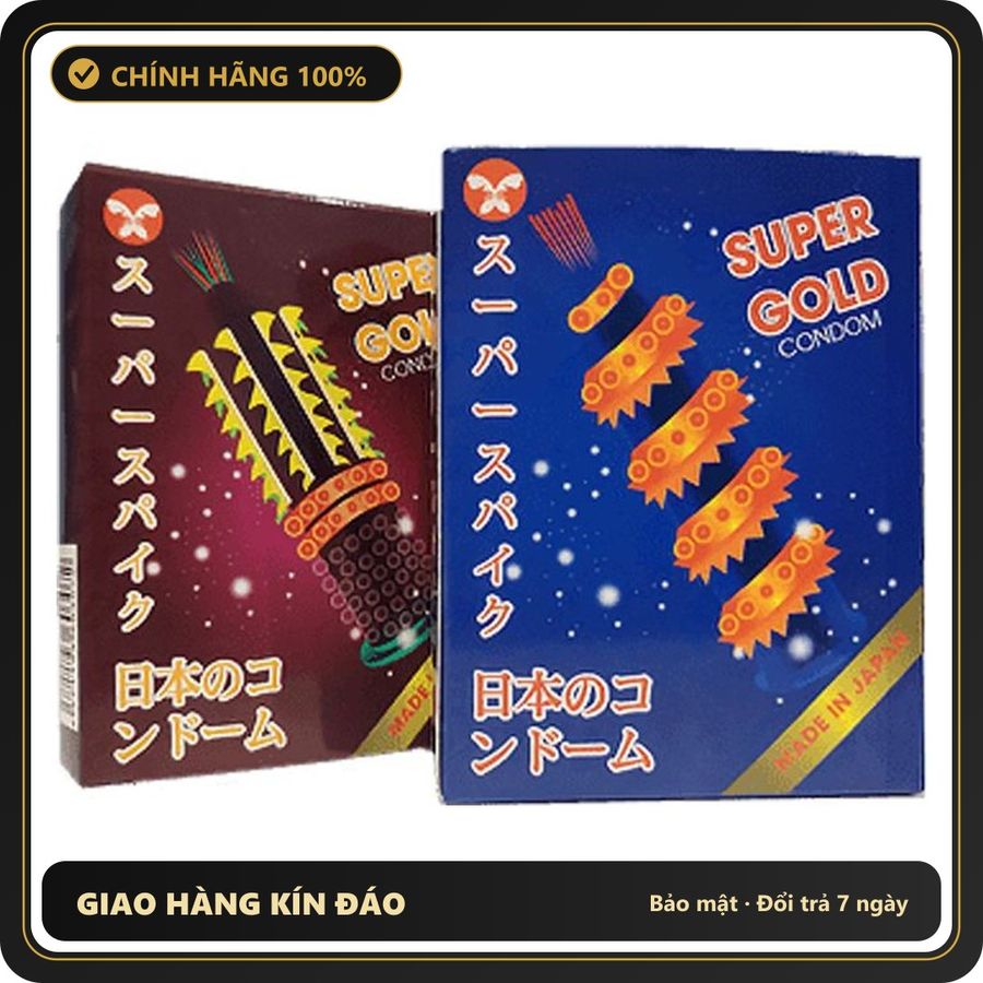 (Che Tên) Bao cao su siêu gai Super Gold Japan tăng khoái cảm mạnh mẽ [đổi tên khi giao] Bảo Mật Tuyệt Đối