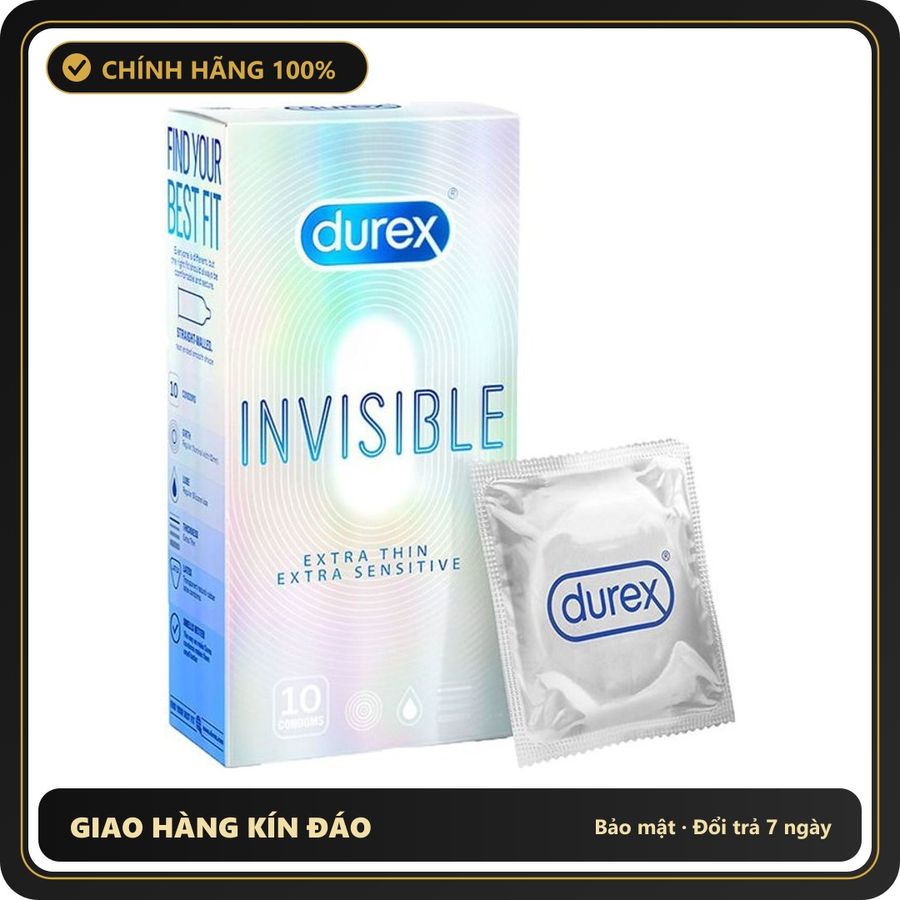 (Che Tên) Bao cao su siêu mỏng Durex Invisible cao cấp [đổi tên khi giao] Hộp Trắng Kín