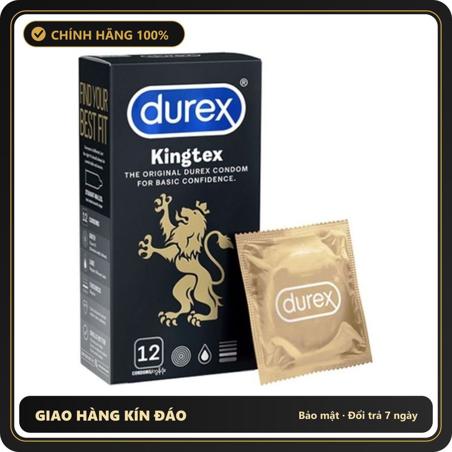 (Che Tên) Bao cao su size nhỏ Durex Kingtex 49mm mỏng, trơn, ôm sát chân thật [đổi tên khi giao] Chuẩn Auth