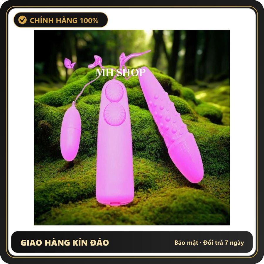 (Che Tên) Máy Rung Silicone 2 Đầu Mô Phỏng Dương Vật Siêu Kích Thích, Trứng Cà Na Gai Giao Nhanh Toàn Quốc
