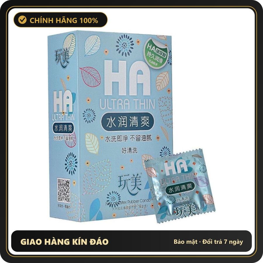 (Che Tên) Bao cao su HA Ultra Thin siêu mỏng nhiều gel giá rẻ, BCS gia đình Giao Nhanh Toàn Quốc