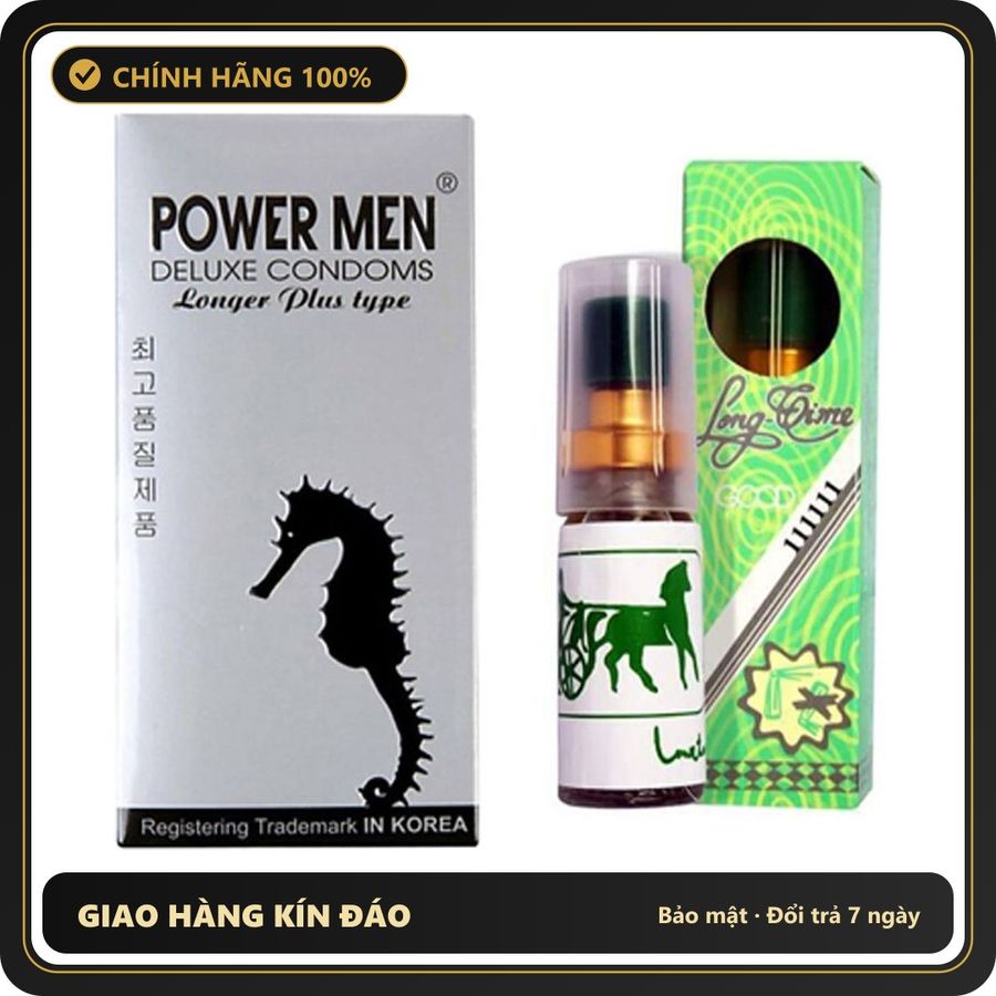 (Che Tên) Bao cao su gai Powermen hộp 12 cái kèm Xịt thái Giao Nhanh Toàn Quốc