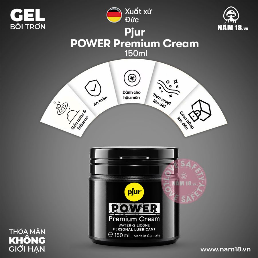 Kem Bôi Trơn Cao Cấp Pjur POWER Premium Cream chính hãng - dung tích 150ml, dùng được cho hậu môn, dịu nhẹ an toàn cho da - giao hàng che tên kín đáo