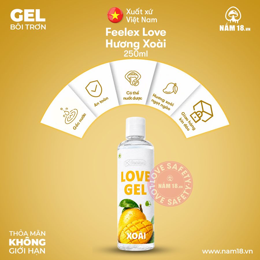 Gel Bôi Trơn Feelex Love Hương Xoài chính hãng - gốc nước không dính rít, dịu nhẹ an toàn cho da, dễ rửa sạch - giao hàng che tên kín đáo