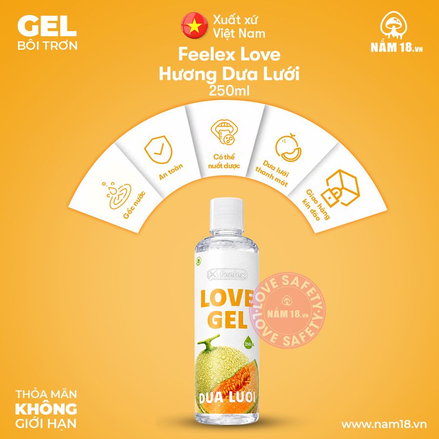 Gel Bôi Trơn Feelex Love Hương Dưa Lưới chính hãng - gốc nước không dính rít, dịu nhẹ an toàn cho da, dễ rửa sạch - giao hàng che tên kín đáo