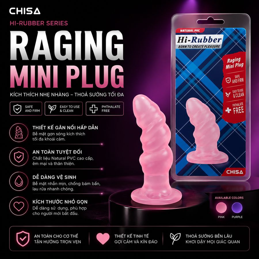 Dương Vật Dính Tường Hi-Rubber Raging Mini chính hãng - sạc USB, silicone mềm mại, chất liệu an toàn cho da - giao hàng che tên kín đáo