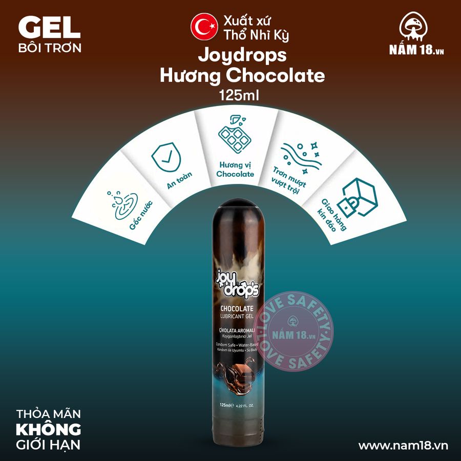 Gel Bôi Trơn Joydrops Hương Chocolate chính hãng - dịu nhẹ an toàn cho da, dễ rửa sạch, dùng được cho mọi loại da - giao hàng che tên kín đáo