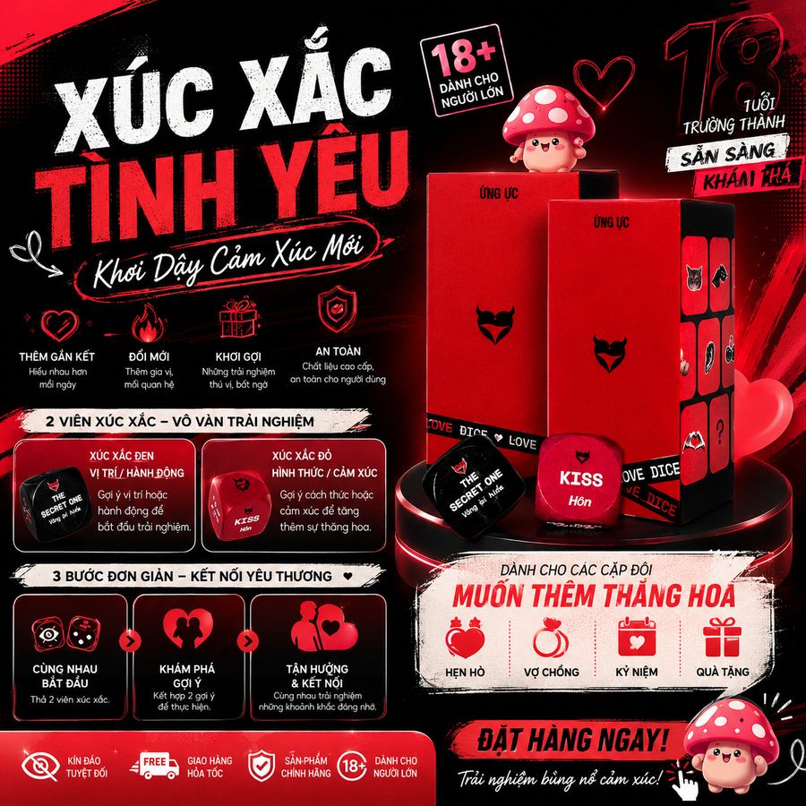 Bộ Xúc Xắc Tình Yêu Bằng Gỗ chính hãng - chất liệu an toàn cho da, dễ vệ sinh, êm ái khi dùng - giao hàng che tên kín đáo