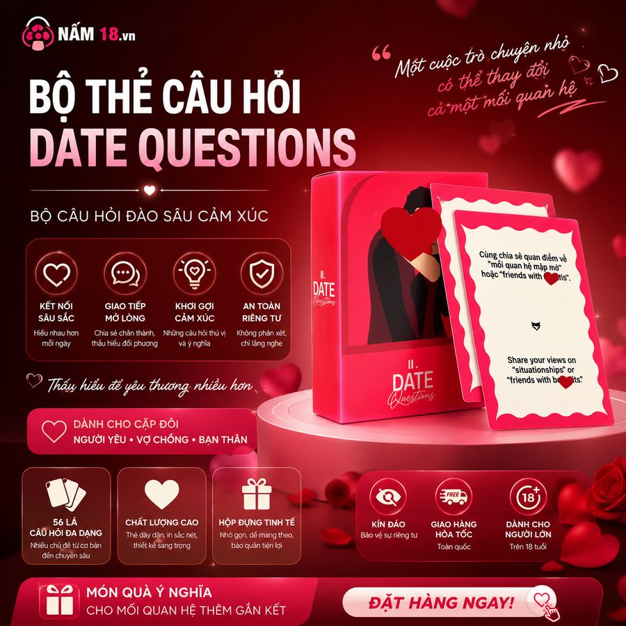 Bộ Thẻ Bài Tình Yêu Questions Date | Lever chính hãng - chất liệu an toàn cho da, dễ vệ sinh, êm ái khi dùng - giao hàng che tên kín đáo