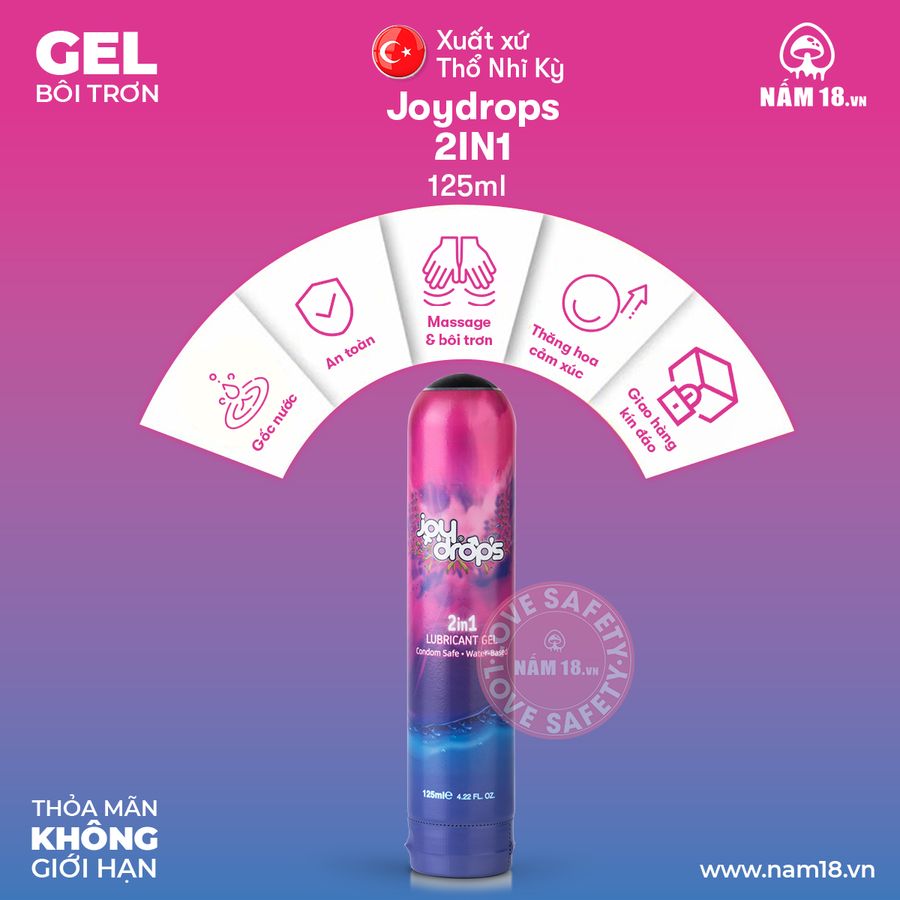 Gel Bôi Trơn Joydrops Massage 2in1 chính hãng - gốc nước không dính rít, dịu nhẹ an toàn cho da, dễ rửa sạch - giao hàng che tên kín đáo