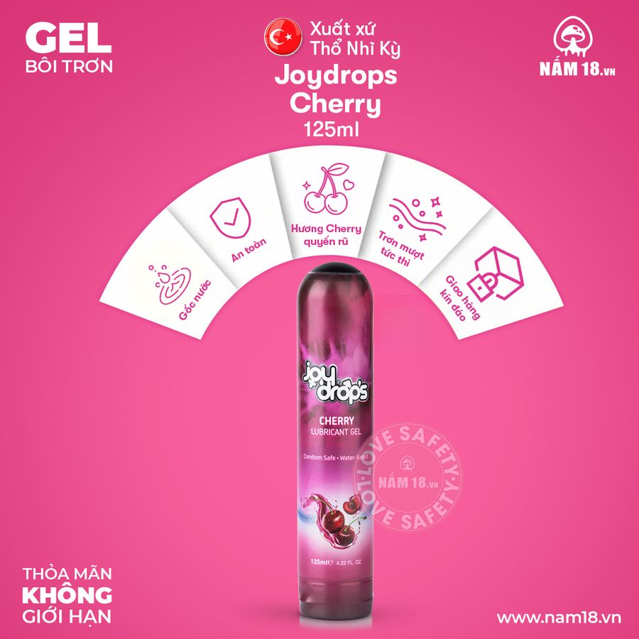 Gel Bôi Trơn Joydrops Hương Cherry chính hãng - dịu nhẹ an toàn cho da, dễ rửa sạch, dùng được cho mọi loại da - giao hàng che tên kín đáo