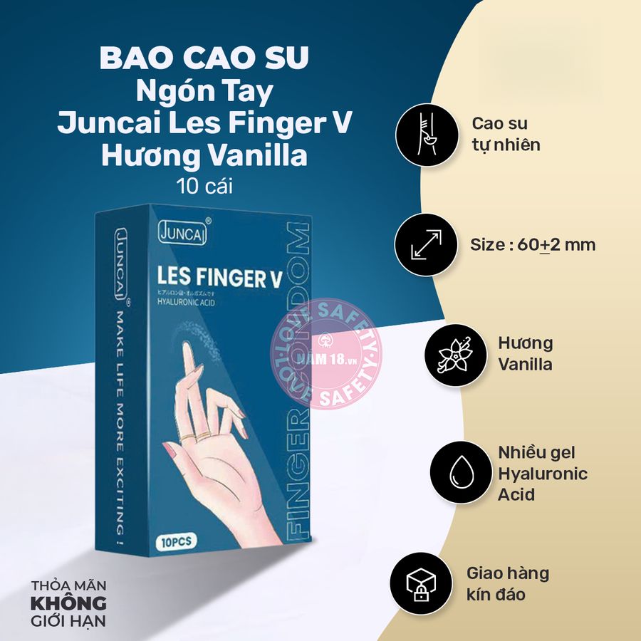 Bao Cao Su Ngón Tay Juncai Les Finger V Hương Vanilla chính hãng - siêu mỏng 0.05mm, siêu mỏng, có hương thơm - giao hàng che tên kín đáo