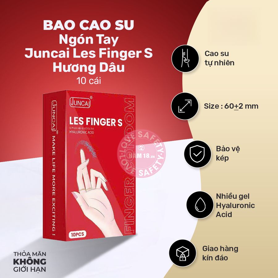 Bao Cao Su Ngón Tay Juncai Les Finger S Hương Dâu chính hãng - siêu mỏng 0.05mm, siêu mỏng, có hương thơm - giao hàng che tên kín đáo