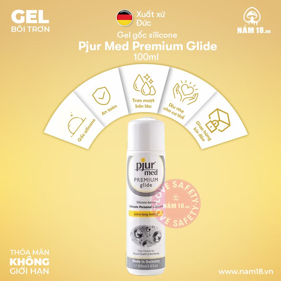 Gel Bôi Trơn Gốc Silicone Pjur Med Preminum chính hãng - dịu nhẹ an toàn cho da, dễ rửa sạch, dùng được cho mọi loại da - giao hàng che tên kín đáo