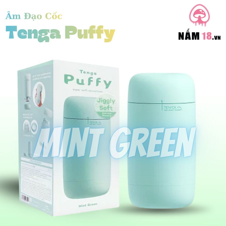 Âm Đạo Giả Cốc Tenga Puffy Mint Green chính hãng - sạc USB, silicone mềm mại, chất liệu an toàn cho da - giao hàng che tên kín đáo