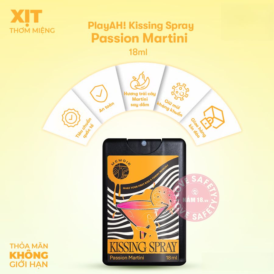 Xịt Thơm Miệng Cấp Tốc PlayAh Hương Chanh Dây Martini chính hãng - thấm nhanh không nhờn rít, dùng trước khi quan hệ, nhỏ gọn dễ mang theo - giao hàng che tên kín đáo