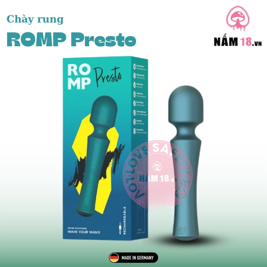 Chày Rung Romp Presto chính hãng - 10 chế độ rung, sạc USB, silicone mềm - giao hàng che tên kín đáo