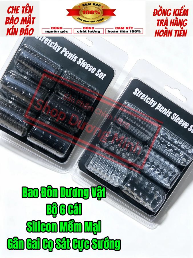 ( Sale 50%) Bao Đôn Dương Vật Bộ 6 Cái, Silicon Cao Cấp, Mền Mại, Cọ Sát Cực Sướng 