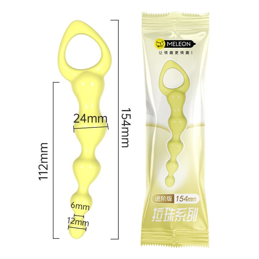 Chuỗi Hạt Kích Thích Hậu Môn Meleon Size 154mm Màu Vàng chính hãng - chất liệu an toàn cho da, dễ vệ sinh, êm ái khi dùng - giao hàng che tên kín đáo